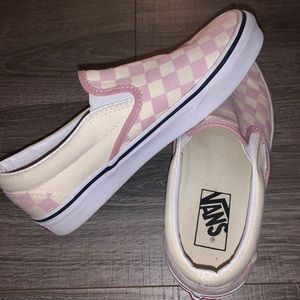 Pink and white checkered vans